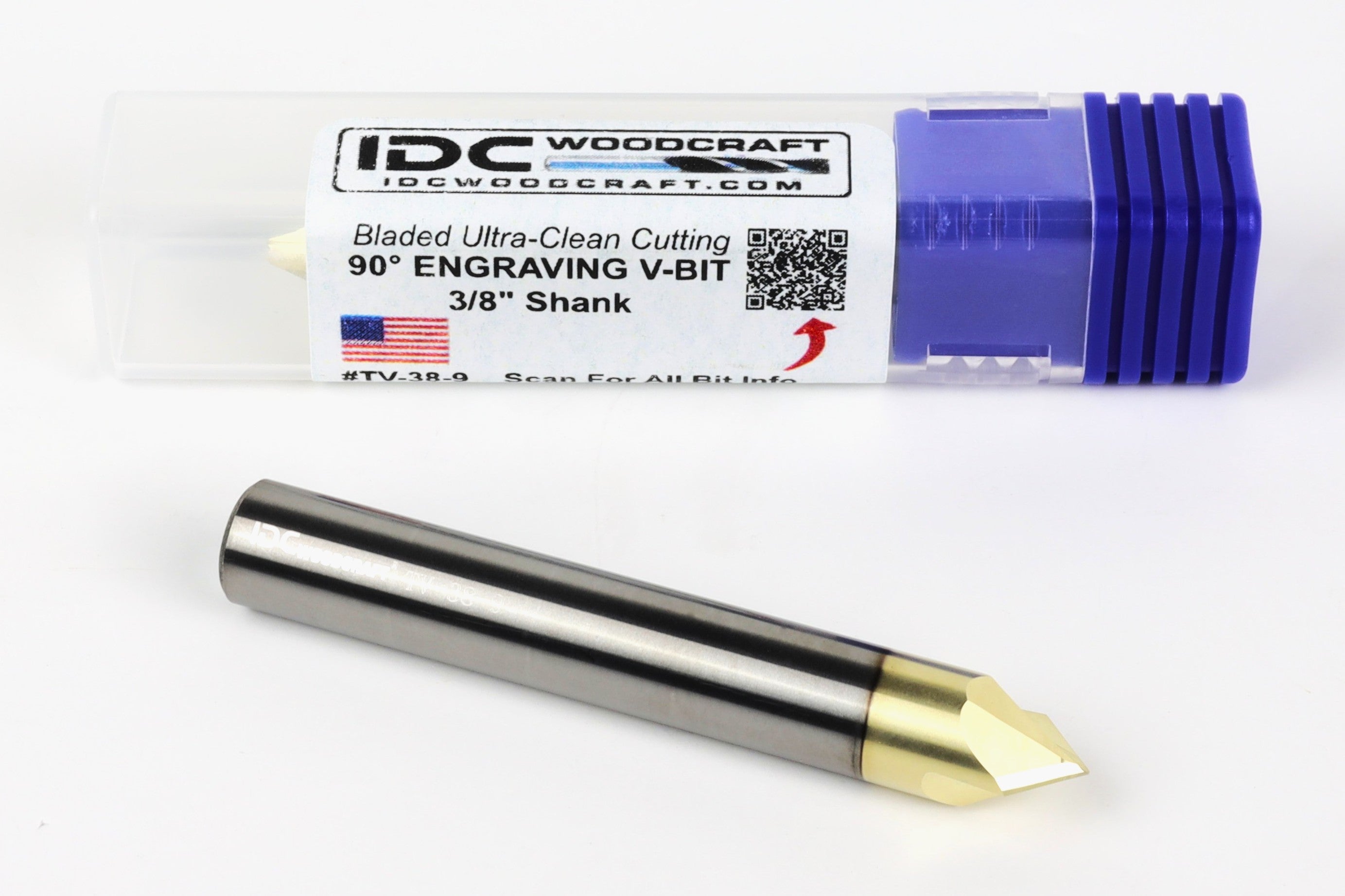 Ultra-Clean Cutting 90 Degree V-bit for CNC Routers, 3/8 Shank