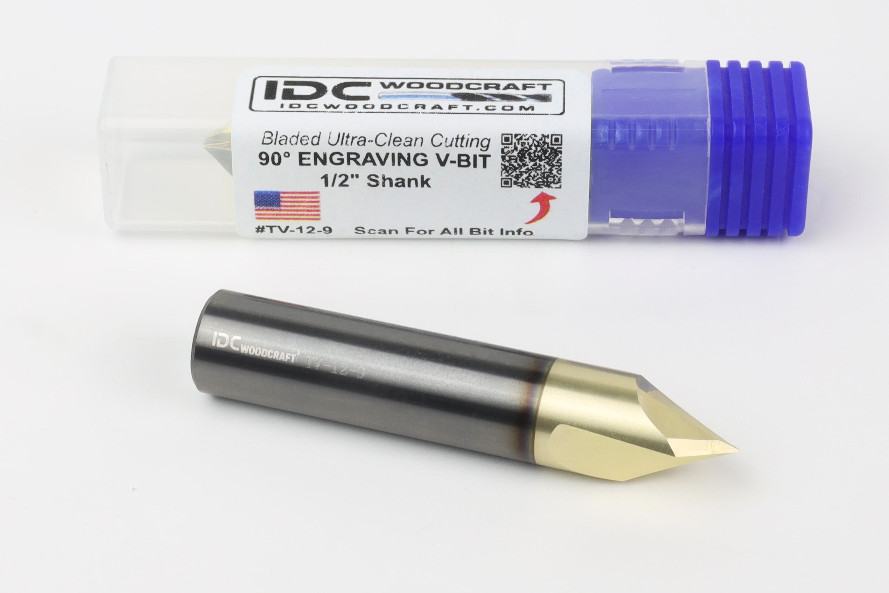 Ultra-Clean Cutting 90 Degree V-bit for CNC Routers, 1/2" Shank