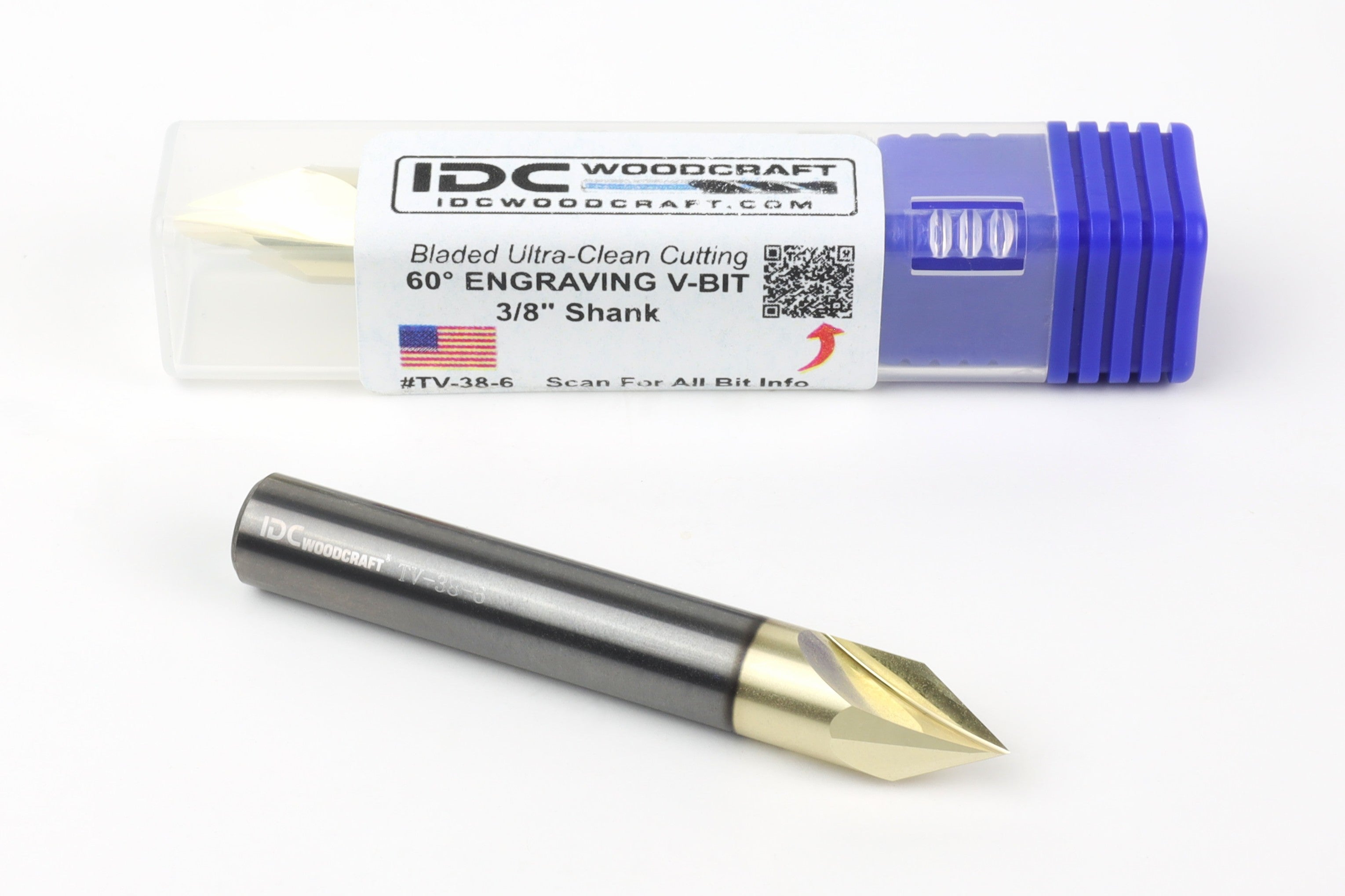 Ultra-Clean Cutting 60 Degree V-bit for CNC Routers, 3/8" Shank