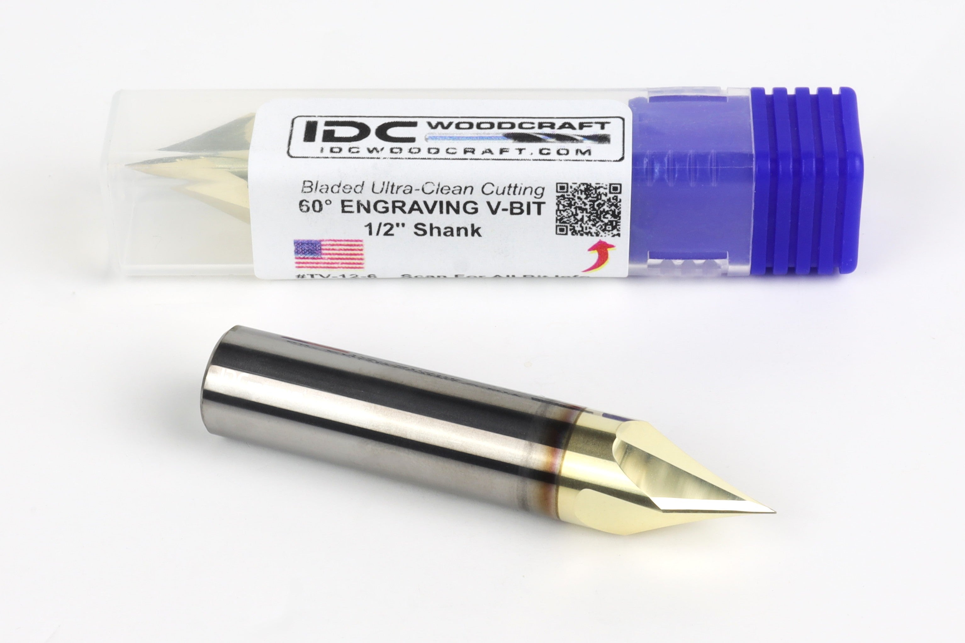 Ultra-Clean Cutting 60 Degree V-bit for CNC Routers, 1/2" Shank