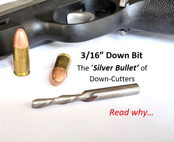 3/16 Down Cutting Endmill Bit For CNC Routers, 1/4" Shank