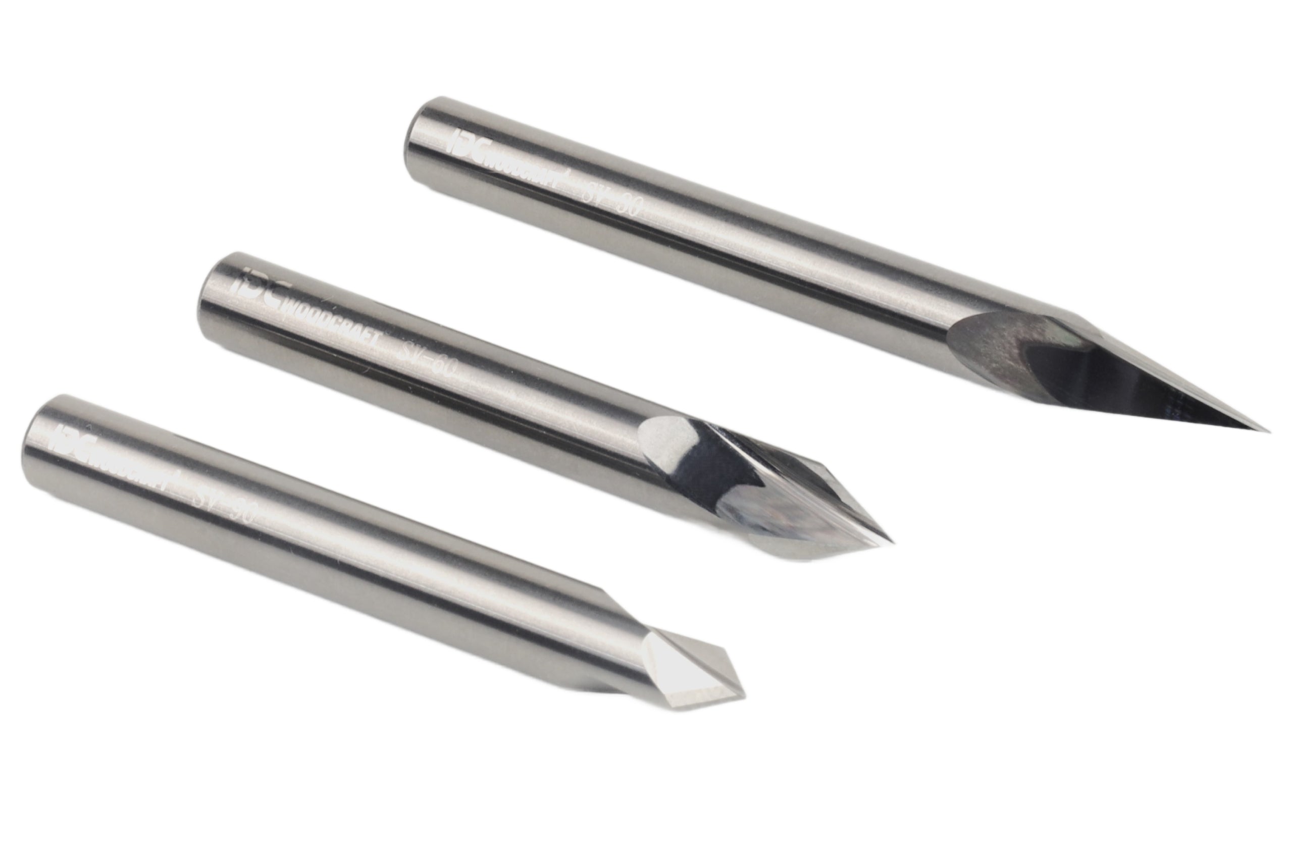 Ultra-Clean Cuts, 30, 60 & 90 Degree V-Bit Set For CNC Routers, 1/4 Shank